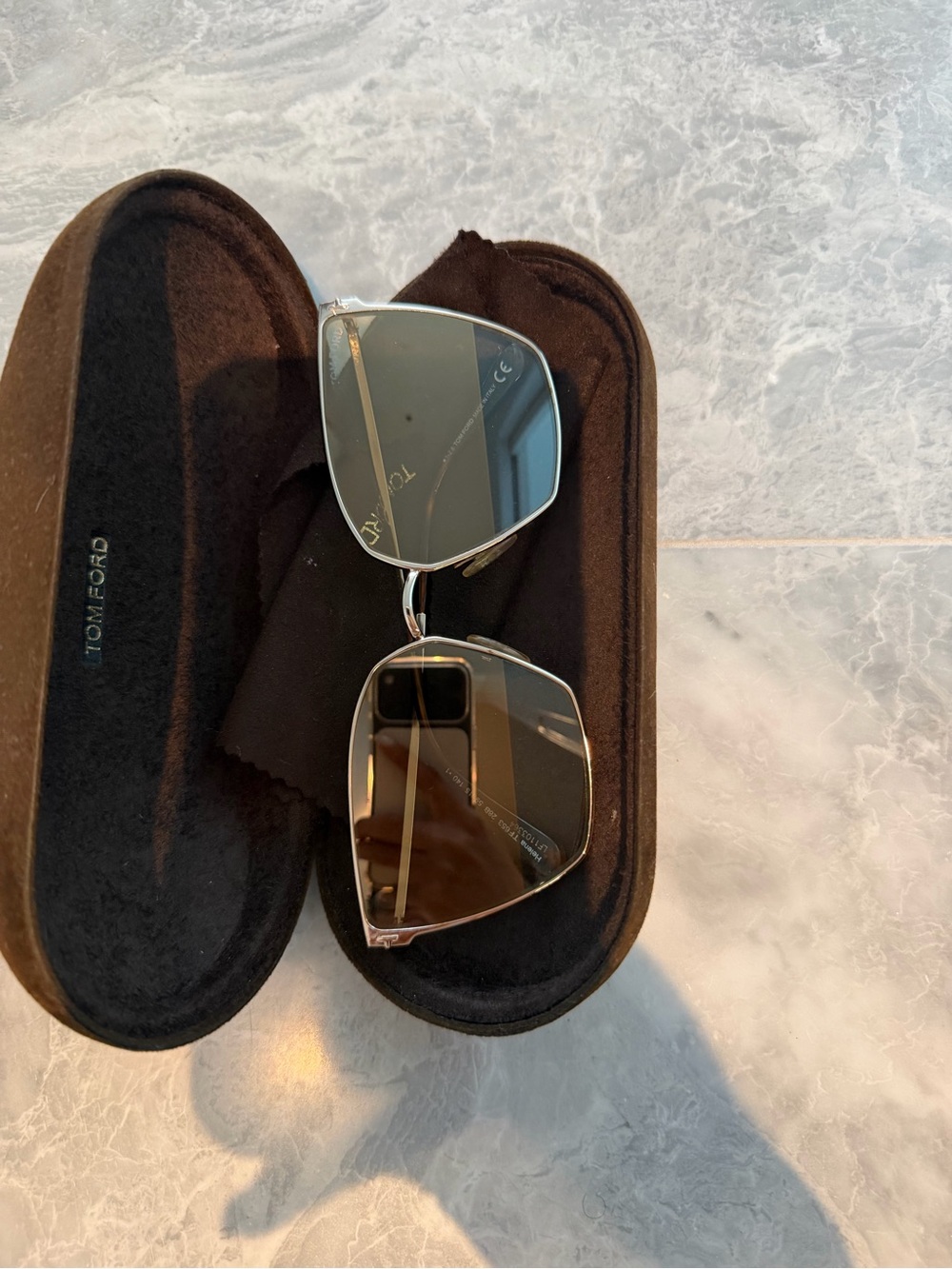 Tom Ford Women’s Silver Frame Brown Lens Aviator-Style Sunglasses